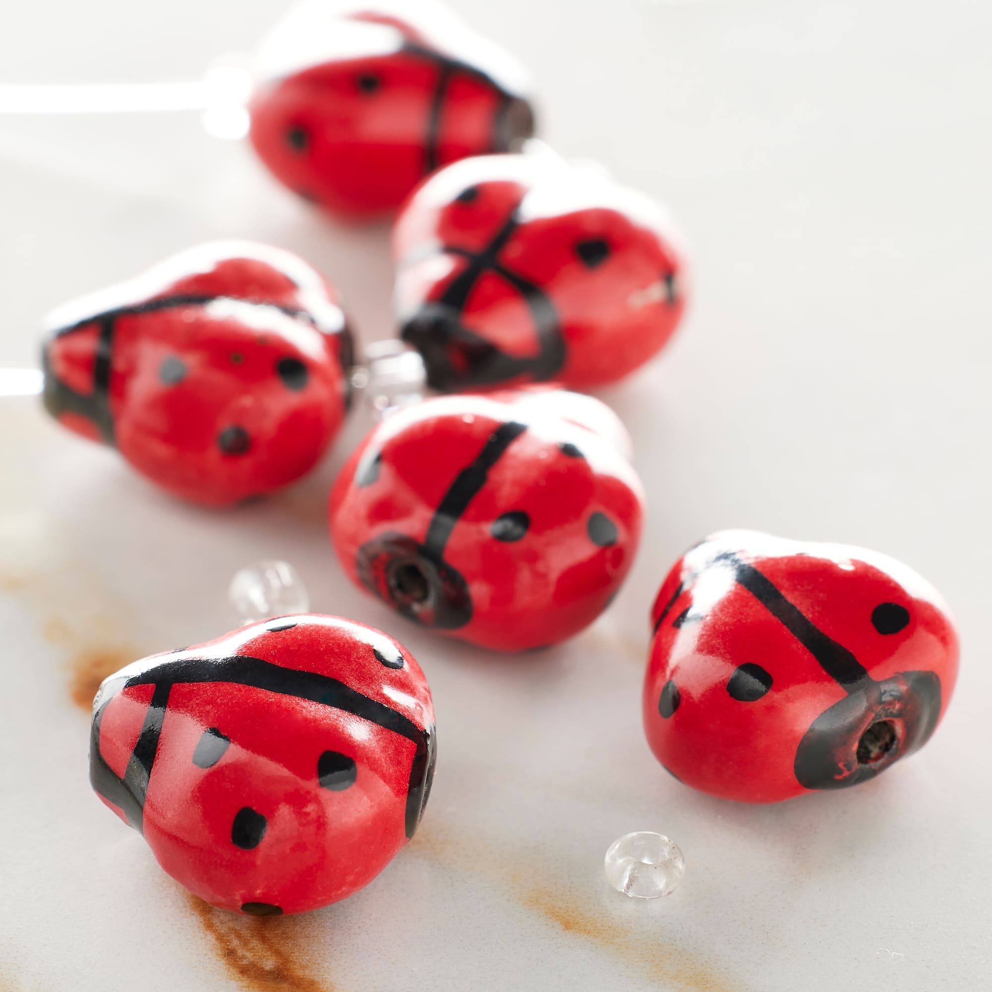 Red Ladybug Ceramic Beads, 17mm by Bead Landing™